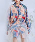 Watercolor Floral Drawstring Shirt Dress